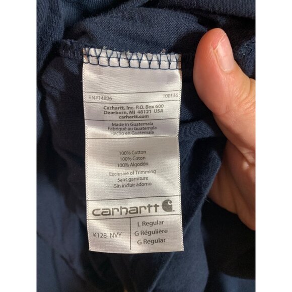 Carhartt Original Fit Long Sleeve Cotton T-Shirt Men's Size Large Blue AC9 - Picture 5 of 6